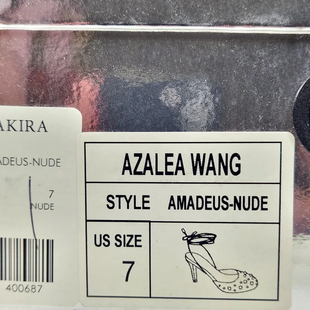AZALEA WANG Pump Women Size 7 Nude Studded Lace Up Ankle Wrap Stiletto Heel